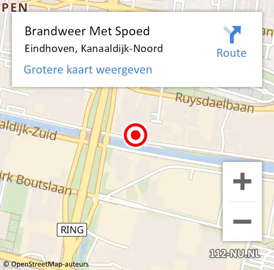 Locatie op kaart van de 112 melding: Brandweer Met Spoed Naar Eindhoven, Kanaaldijk-Noord op 10 november 2024 22:01