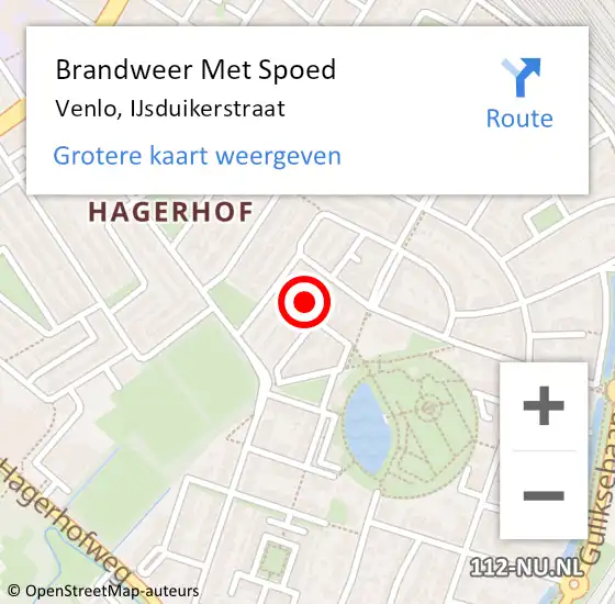 Locatie op kaart van de 112 melding: Brandweer Met Spoed Naar Venlo, IJsduikerstraat op 10 november 2024 22:06