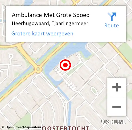 Locatie op kaart van de 112 melding: Ambulance Met Grote Spoed Naar Heerhugowaard, Tjaarlingermeer op 10 november 2024 22:09