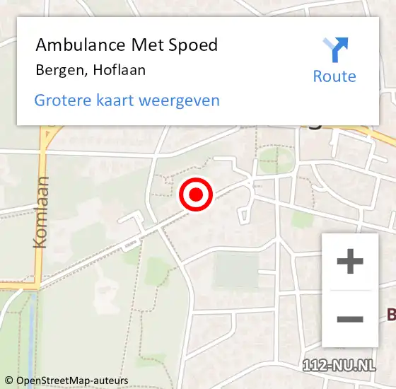 Locatie op kaart van de 112 melding: Ambulance Met Spoed Naar Bergen, Hoflaan op 10 november 2024 22:30