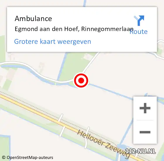 Locatie op kaart van de 112 melding: Ambulance Egmond aan den Hoef, Rinnegommerlaan op 10 november 2024 22:33