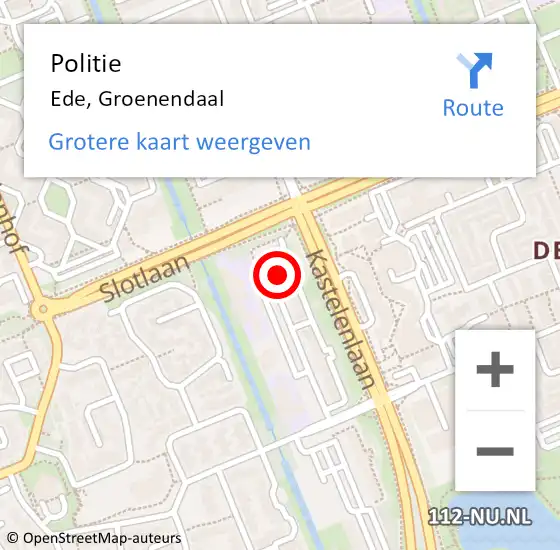 Locatie op kaart van de 112 melding: Politie Ede, Groenendaal op 10 november 2024 22:36