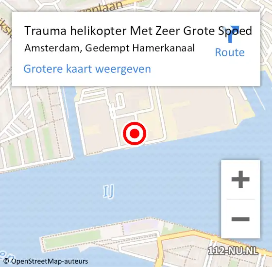 Locatie op kaart van de 112 melding: Trauma helikopter Met Zeer Grote Spoed Naar Amsterdam, Gedempt Hamerkanaal op 10 november 2024 23:13