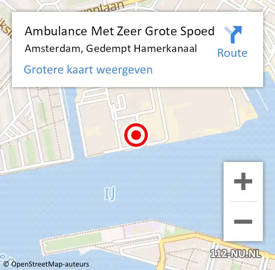 Locatie op kaart van de 112 melding: Ambulance Met Zeer Grote Spoed Naar Amsterdam, Gedempt Hamerkanaal op 10 november 2024 23:13