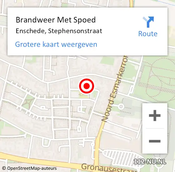 Locatie op kaart van de 112 melding: Brandweer Met Spoed Naar Enschede, Stephensonstraat op 10 november 2024 23:16