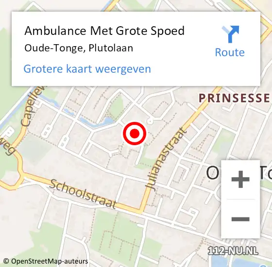 Locatie op kaart van de 112 melding: Ambulance Met Grote Spoed Naar Oude-Tonge, Plutolaan op 10 november 2024 23:19