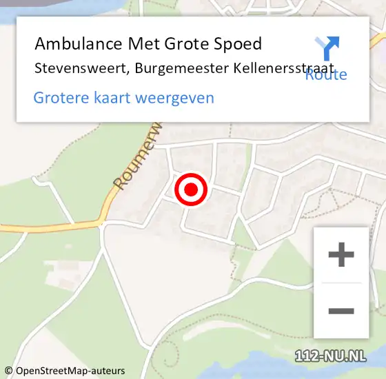 Locatie op kaart van de 112 melding: Ambulance Met Grote Spoed Naar Stevensweert, Burgemeester Kellenersstraat op 10 november 2024 23:20