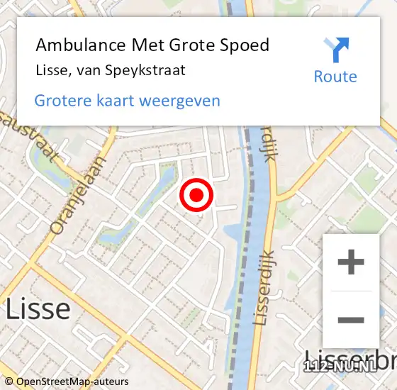 Locatie op kaart van de 112 melding: Ambulance Met Grote Spoed Naar Lisse, van Speykstraat op 10 november 2024 23:30