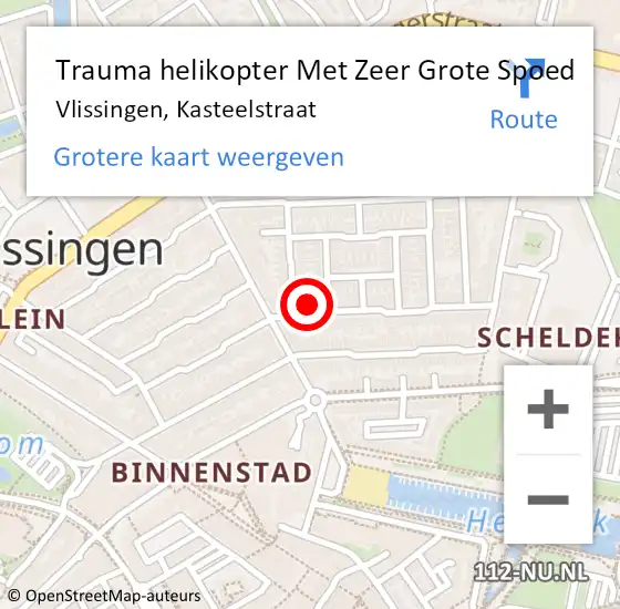 Locatie op kaart van de 112 melding: Trauma helikopter Met Zeer Grote Spoed Naar Vlissingen, Kasteelstraat op 11 november 2024 00:05