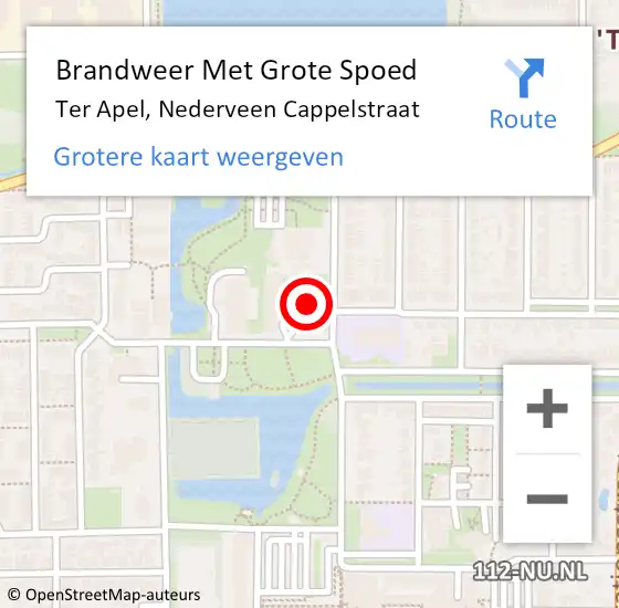 Locatie op kaart van de 112 melding: Brandweer Met Grote Spoed Naar Ter Apel, Nederveen Cappelstraat op 11 november 2024 00:13