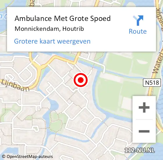 Locatie op kaart van de 112 melding: Ambulance Met Grote Spoed Naar Monnickendam, Houtrib op 11 november 2024 00:17