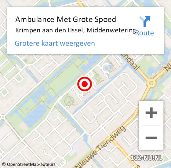 Locatie op kaart van de 112 melding: Ambulance Met Grote Spoed Naar Krimpen aan den IJssel, Middenwetering op 11 november 2024 00:18