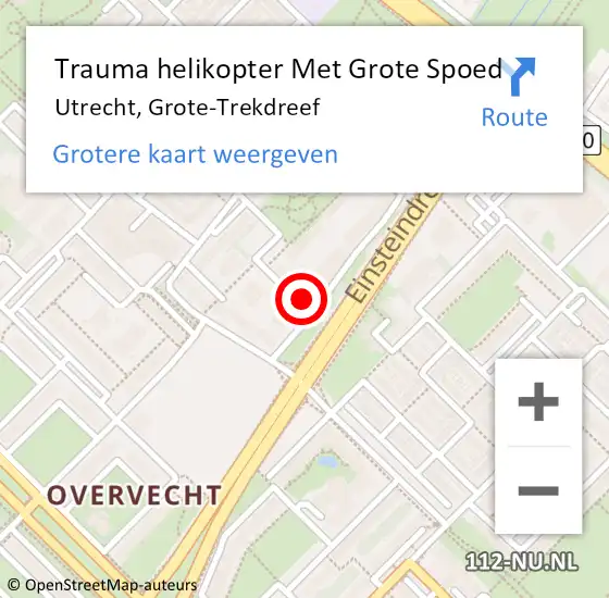 Locatie op kaart van de 112 melding: Trauma helikopter Met Grote Spoed Naar Utrecht, Grote-Trekdreef op 11 november 2024 00:21