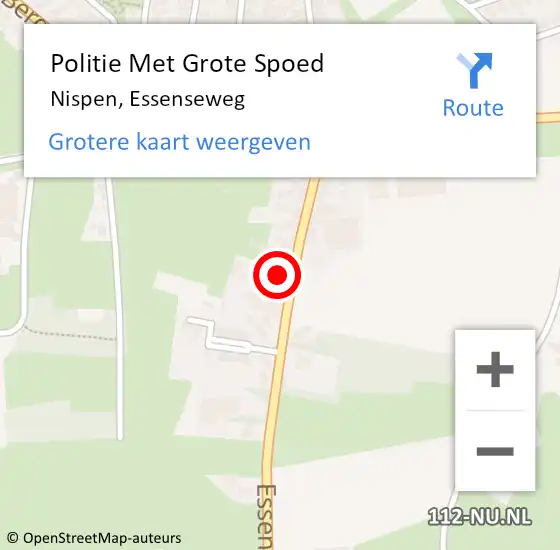 Locatie op kaart van de 112 melding: Politie Met Grote Spoed Naar Nispen, Essenseweg op 11 november 2024 00:35