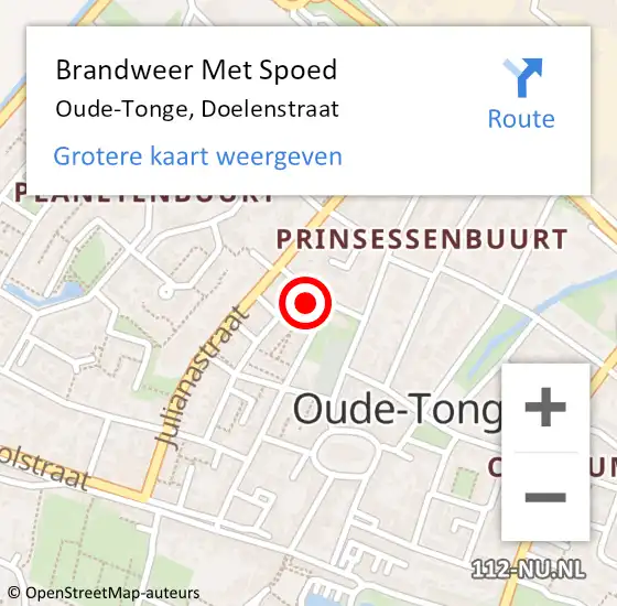 Locatie op kaart van de 112 melding: Brandweer Met Spoed Naar Oude-Tonge, Doelenstraat op 11 november 2024 00:55