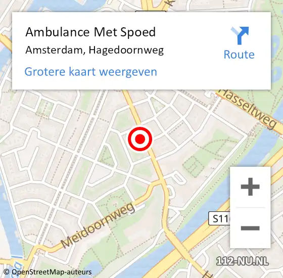 Locatie op kaart van de 112 melding: Ambulance Met Spoed Naar Amsterdam, Hagedoornweg op 11 november 2024 01:00