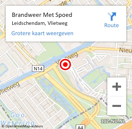 Locatie op kaart van de 112 melding: Brandweer Met Spoed Naar Leidschendam, Vlietweg op 11 november 2024 01:16