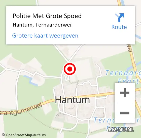 Locatie op kaart van de 112 melding: Politie Met Grote Spoed Naar Hantum, Ternaarderwei op 11 november 2024 01:21