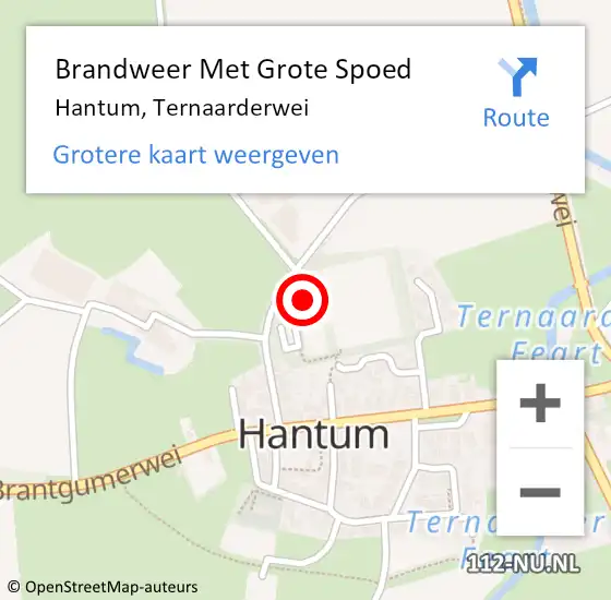 Locatie op kaart van de 112 melding: Brandweer Met Grote Spoed Naar Hantum, Ternaarderwei op 11 november 2024 01:22