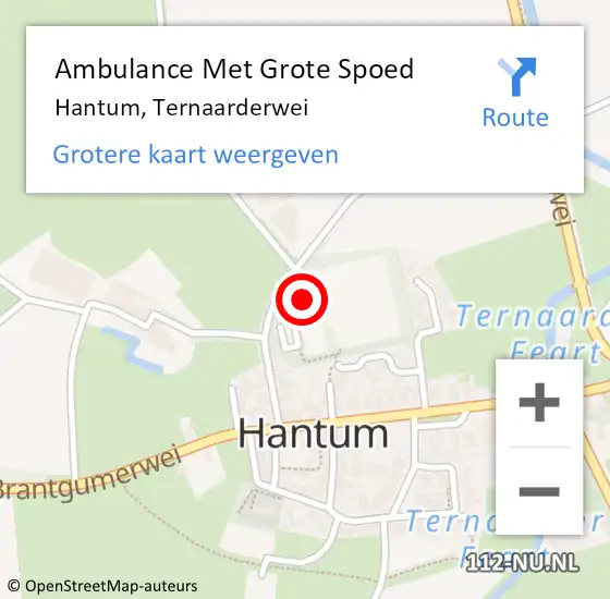 Locatie op kaart van de 112 melding: Ambulance Met Grote Spoed Naar Hantum, Ternaarderwei op 11 november 2024 01:25