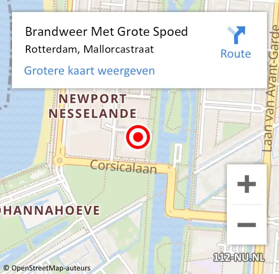 Locatie op kaart van de 112 melding: Brandweer Met Grote Spoed Naar Rotterdam, Mallorcastraat op 11 november 2024 01:32