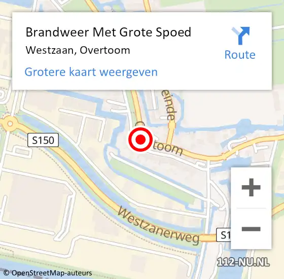 Locatie op kaart van de 112 melding: Brandweer Met Grote Spoed Naar Westzaan, Overtoom op 11 november 2024 01:39