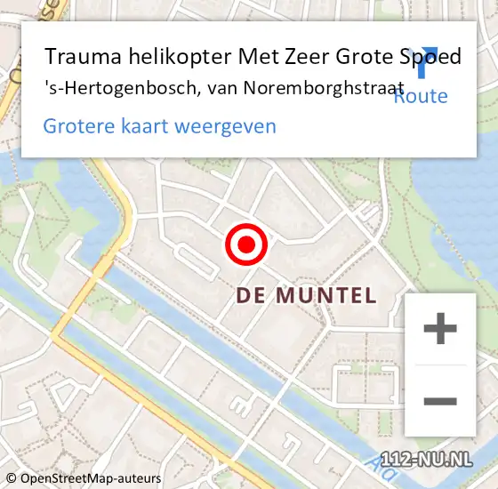 Locatie op kaart van de 112 melding: Trauma helikopter Met Zeer Grote Spoed Naar 's-Hertogenbosch, van Noremborghstraat op 11 november 2024 02:30