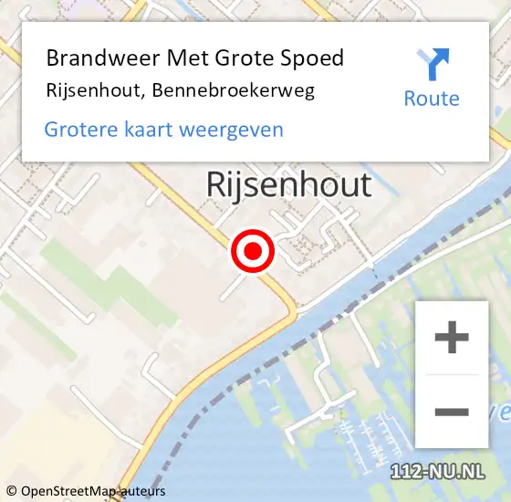 Locatie op kaart van de 112 melding: Brandweer Met Grote Spoed Naar Rijsenhout, Bennebroekerweg op 11 november 2024 02:54