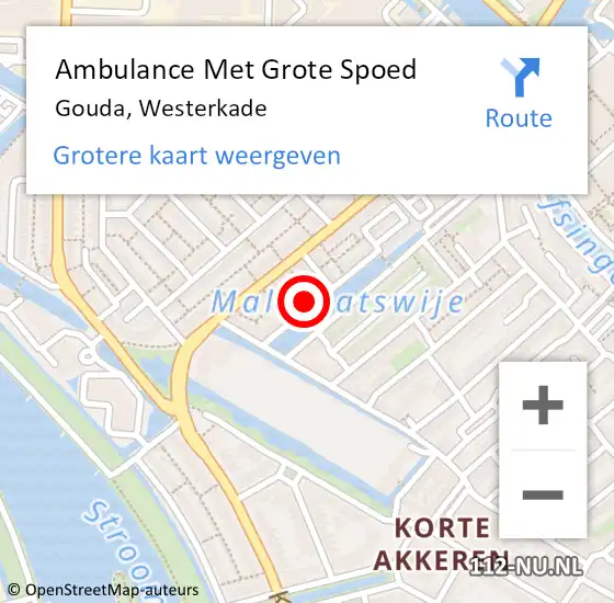 Locatie op kaart van de 112 melding: Ambulance Met Grote Spoed Naar Gouda, Westerkade op 11 november 2024 03:44