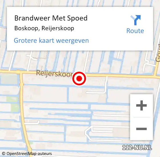 Locatie op kaart van de 112 melding: Brandweer Met Spoed Naar Boskoop, Reijerskoop op 11 november 2024 04:10