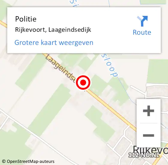 Locatie op kaart van de 112 melding: Politie Rijkevoort, Laageindsedijk op 11 november 2024 04:49