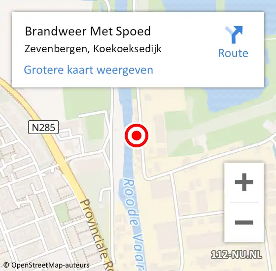 Locatie op kaart van de 112 melding: Brandweer Met Spoed Naar Zevenbergen, Koekoeksedijk op 11 november 2024 05:08