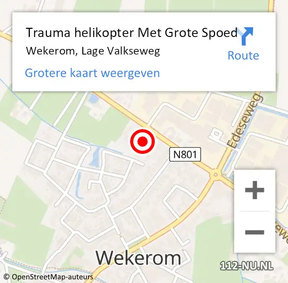 Locatie op kaart van de 112 melding: Trauma helikopter Met Grote Spoed Naar Wekerom, Lage Valkseweg op 11 november 2024 05:42