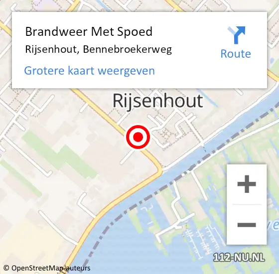 Locatie op kaart van de 112 melding: Brandweer Met Spoed Naar Rijsenhout, Bennebroekerweg op 11 november 2024 05:53