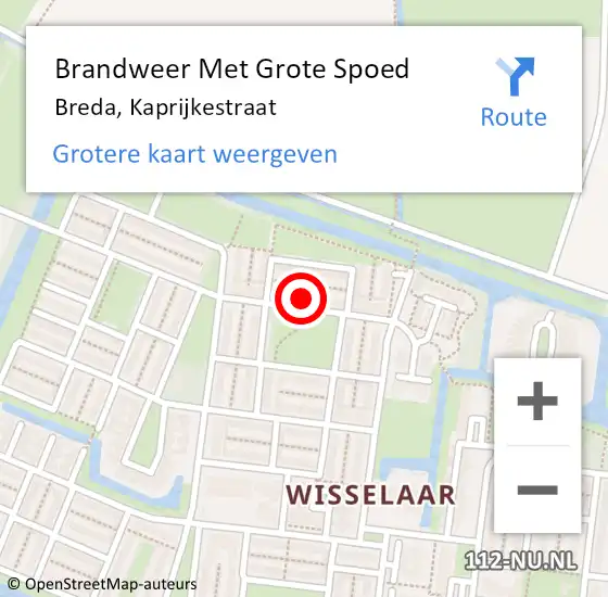 Locatie op kaart van de 112 melding: Brandweer Met Grote Spoed Naar Breda, Kaprijkestraat op 11 november 2024 06:19