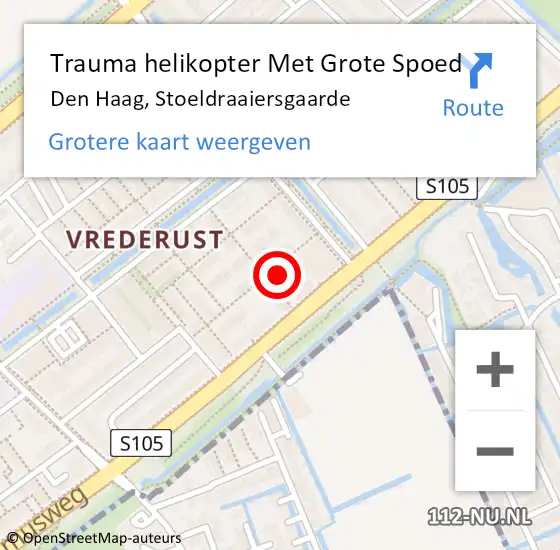 Locatie op kaart van de 112 melding: Trauma helikopter Met Grote Spoed Naar Den Haag, Stoeldraaiersgaarde op 11 november 2024 06:35