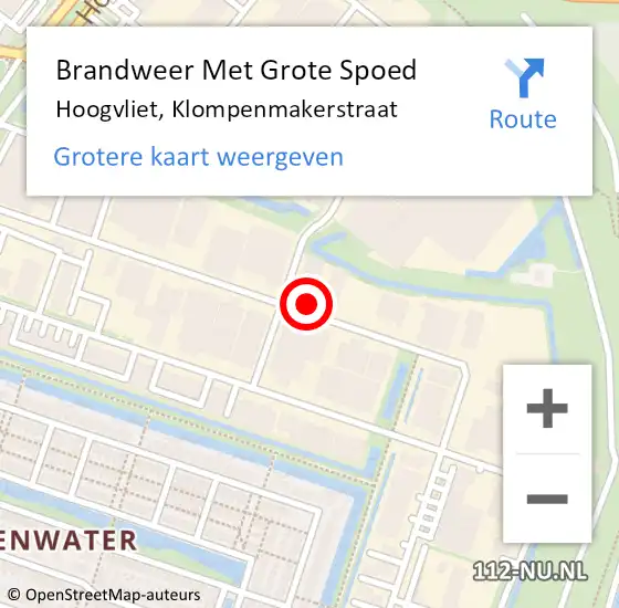 Locatie op kaart van de 112 melding: Brandweer Met Grote Spoed Naar Hoogvliet, Klompenmakerstraat op 11 november 2024 06:58