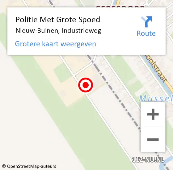 Locatie op kaart van de 112 melding: Politie Met Grote Spoed Naar Nieuw-Buinen, Industrieweg op 11 november 2024 07:14