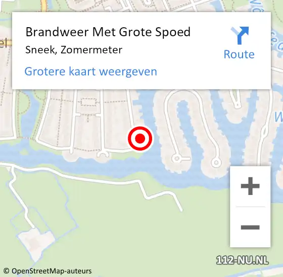 Locatie op kaart van de 112 melding: Brandweer Met Grote Spoed Naar Sneek, Zomermeter op 11 november 2024 07:21