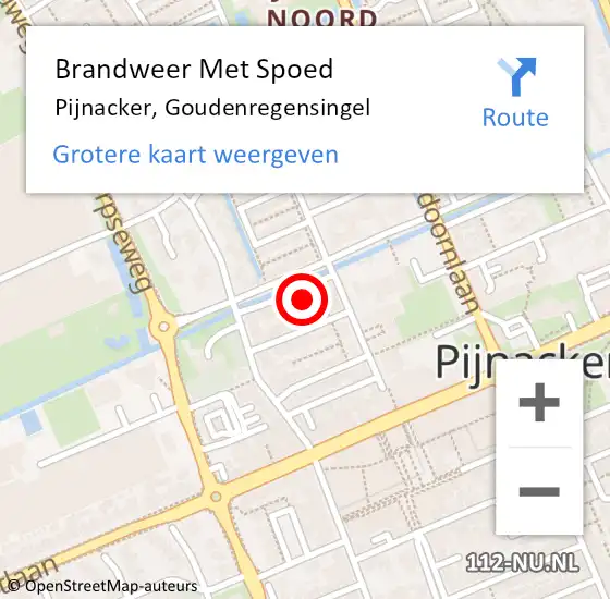 Locatie op kaart van de 112 melding: Brandweer Met Spoed Naar Pijnacker, Goudenregensingel op 11 november 2024 07:39