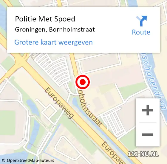 Locatie op kaart van de 112 melding: Politie Met Spoed Naar Groningen, Bornholmstraat op 11 november 2024 07:44