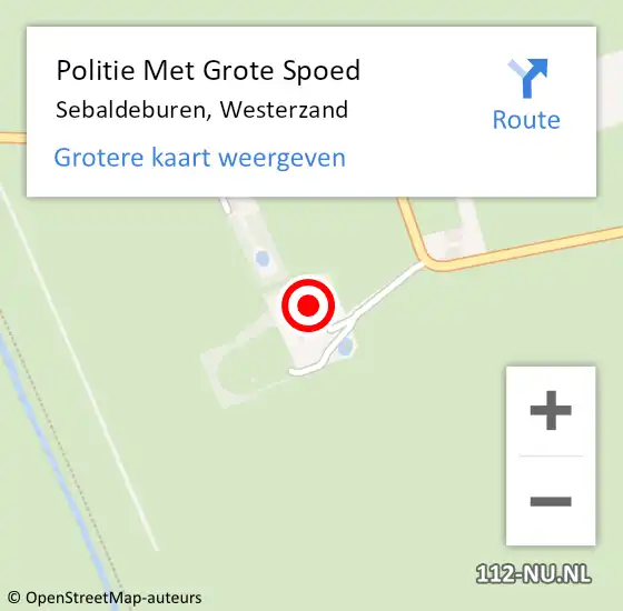 Locatie op kaart van de 112 melding: Politie Met Grote Spoed Naar Sebaldeburen, Westerzand op 11 november 2024 07:55