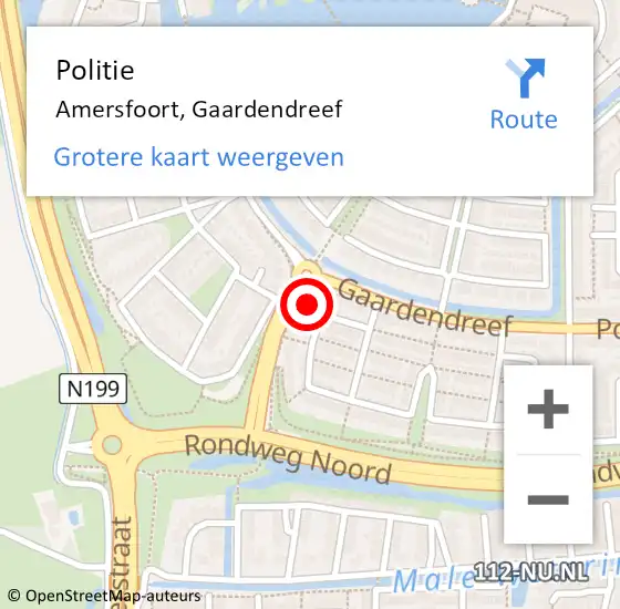 Locatie op kaart van de 112 melding: Politie Amersfoort, Gaardendreef op 11 november 2024 07:56