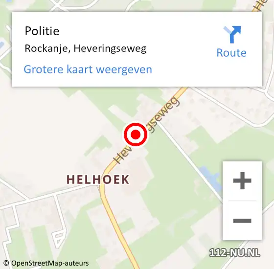 Locatie op kaart van de 112 melding: Politie Rockanje, Heveringseweg op 11 november 2024 08:10