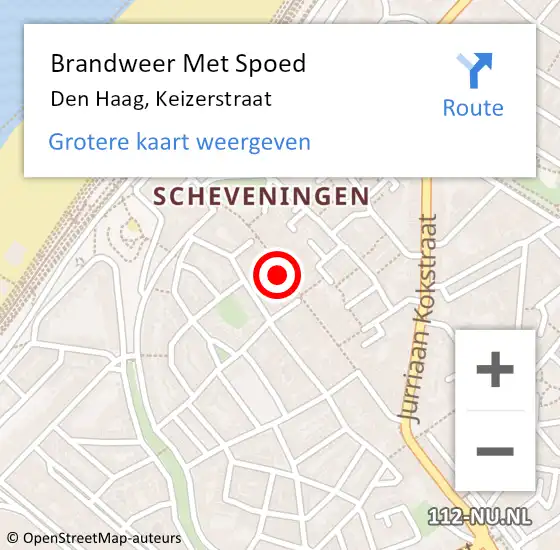 Locatie op kaart van de 112 melding: Brandweer Met Spoed Naar Den Haag, Keizerstraat op 11 november 2024 08:25