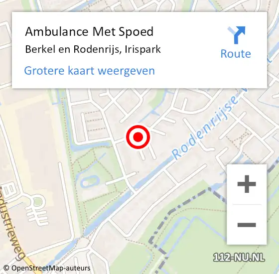 Locatie op kaart van de 112 melding: Ambulance Met Spoed Naar Berkel en Rodenrijs, Irispark op 11 november 2024 08:36