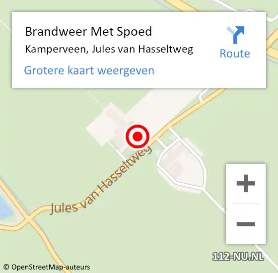 Locatie op kaart van de 112 melding: Brandweer Met Spoed Naar Kamperveen, Jules van Hasseltweg op 11 november 2024 08:45