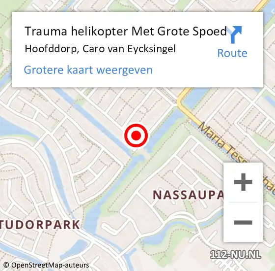 Locatie op kaart van de 112 melding: Trauma helikopter Met Grote Spoed Naar Hoofddorp, Caro van Eycksingel op 11 november 2024 09:01