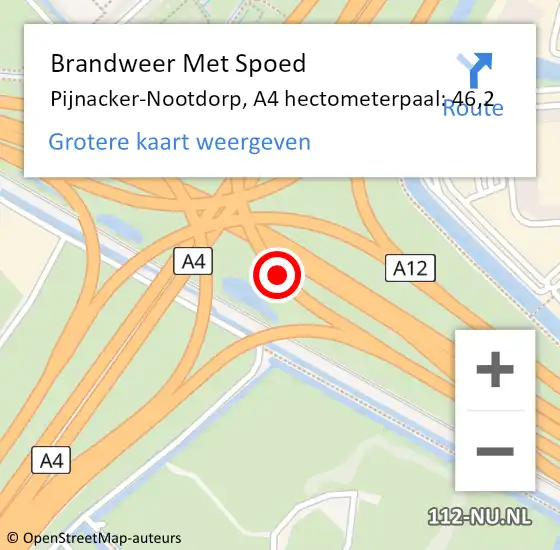 Locatie op kaart van de 112 melding: Brandweer Met Spoed Naar Pijnacker-Nootdorp, A4 hectometerpaal: 46,2 op 11 november 2024 09:11