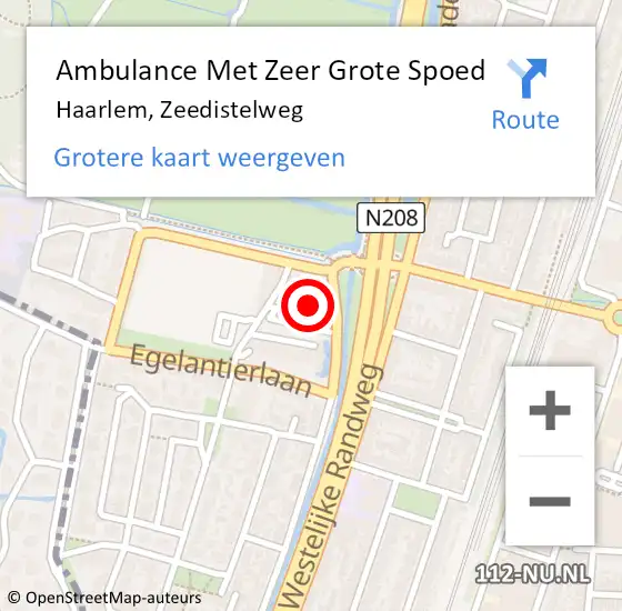 Locatie op kaart van de 112 melding: Ambulance Met Zeer Grote Spoed Naar Haarlem, Zeedistelweg op 11 november 2024 09:20